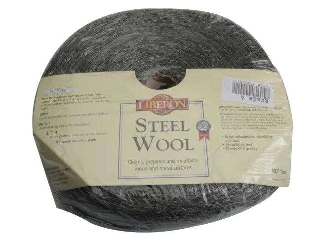 Liberon Steel Wool Grade 4 1kg - Crumble Resistant, Ideal for Wood & Metal
