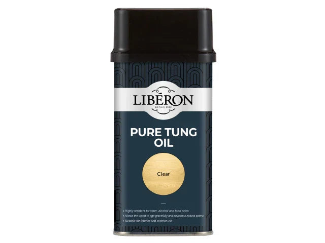 Liberon Pure Tung Oil 250ml Natural Wood Finish for Interior and Exterior Use