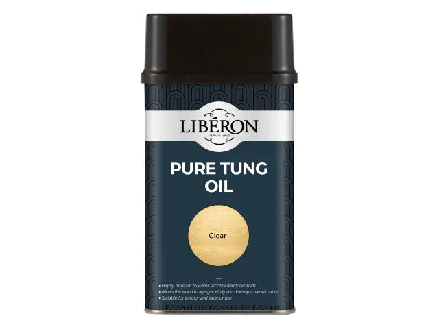 Liberon Pure Tung Oil 500ml Natural Wood Finish Interior Exterior Water Resist.