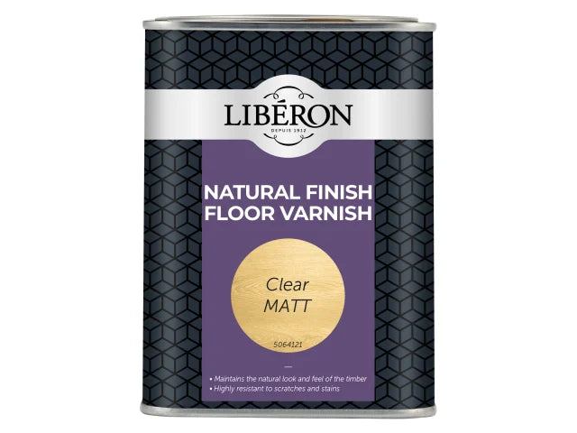 Liberon Natural Finish Floor Varnish Clear Matt 1L Water-Based Quick Drying