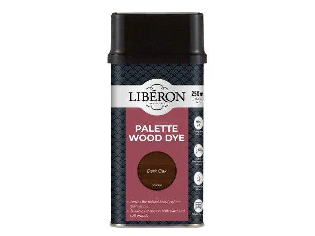 Liberon Palette Wood Dye Dark Oak 250ml Water-Based Interior Wood Stain