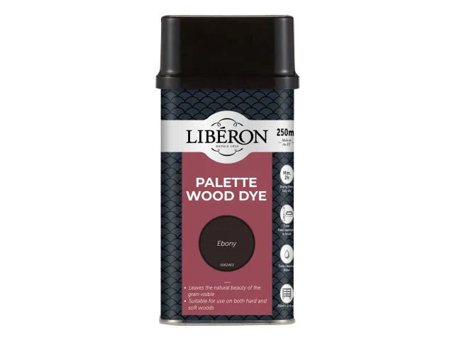 Liberon Palette Wood Dye Ebony 250ml - Water Based, Safe for Toys, Interior Use