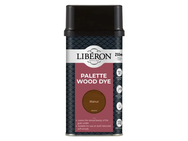 Liberon Palette Wood Dye 250ml Walnut Water-Based Interior Colouring Dye