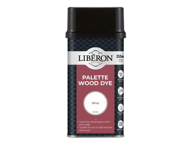Liberon Palette Wood Dye White 250ml Water-Based Acrylic for Interior Wood