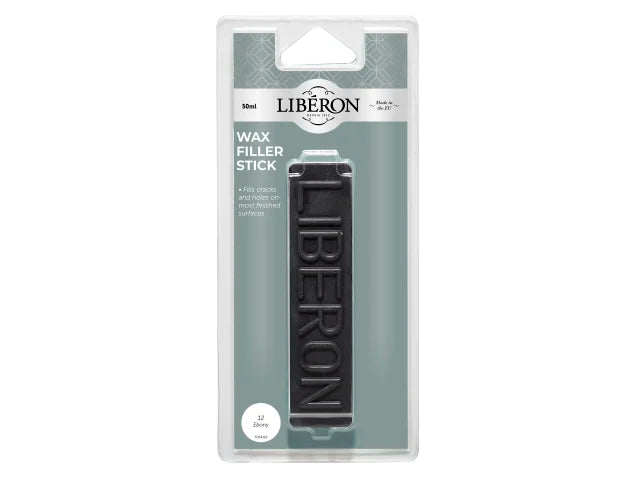 Liberon Wax Filler Stick 12 Ebony 50g for Cracks and Holes in Wood Furniture