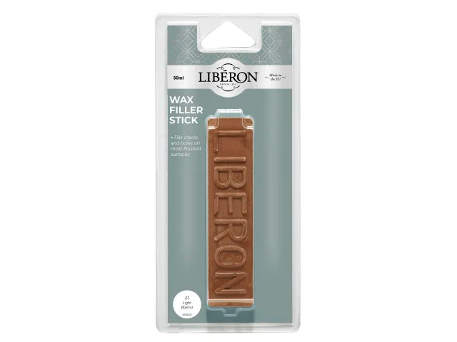 Liberon Wax Filler Stick 21 Light Walnut 50g for Cracks and Holes Repair