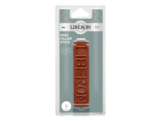 Liberon Wax Filler Stick 06 Teak 50g for Cracks and Holes in Wood Furniture