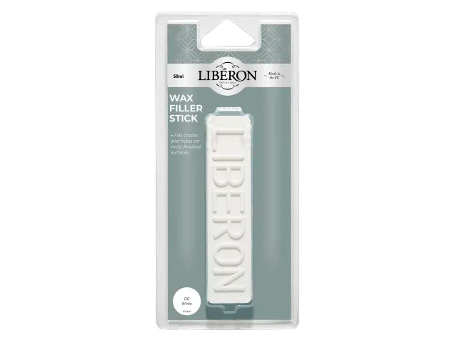 Liberon Wax Filler Stick 00 White 50g for Cracks and Holes in Furniture