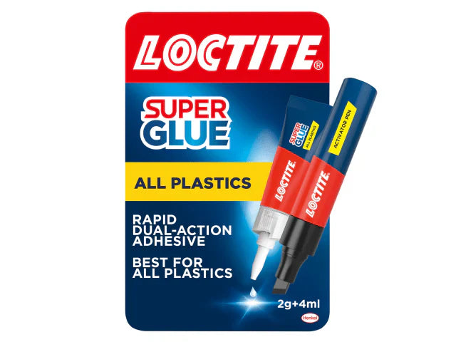 Loctite Super Glue for Plastics 2g Pen & 4ml Tube Fast Bonding Adhesive