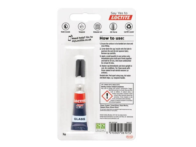 Loctite Super Glue for Glass 3g Instant Bond Waterproof Anti-Clog Cap