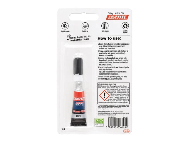 Loctite Super Glue Power Gel 3g Tube-Strong, Waterproof, Multi-Material Adhesive