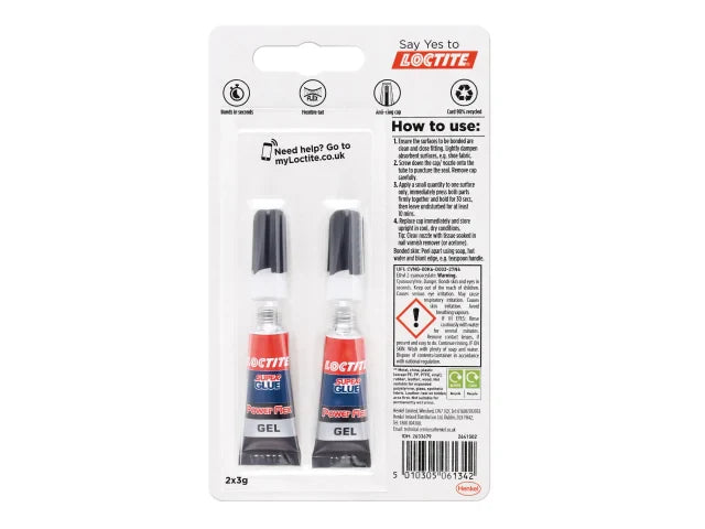 Loctite Super Glue Power Gel 2 x 3g Tubes Instant Bonding Multi-Material