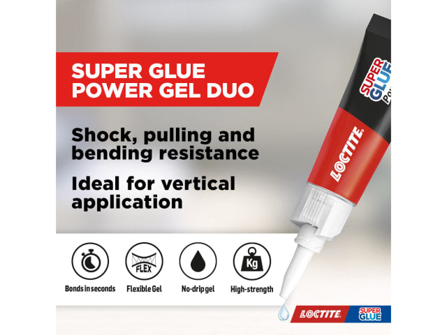 Loctite Super Glue Power Gel 2 x 3g Tubes Instant Bonding Multi-Material