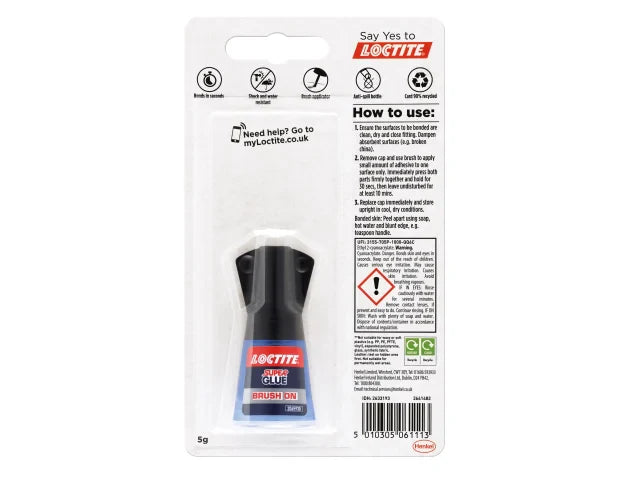 Loctite Super Glue Brush On 5g Spill-Resistant Bottle with Built-In Applicator