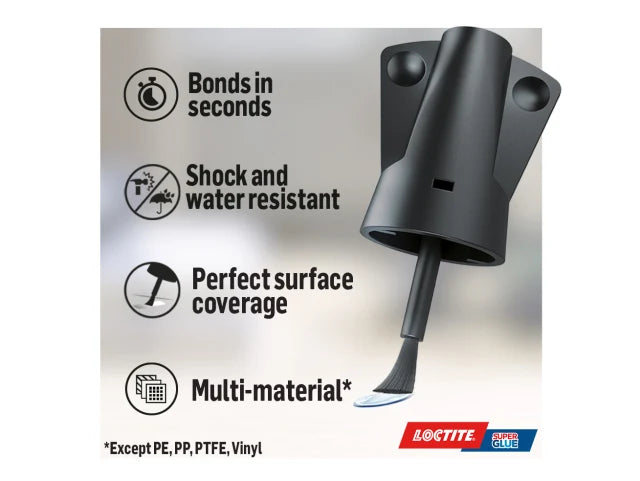 Loctite Super Glue Brush On 5g Spill-Resistant Bottle with Built-In Applicator