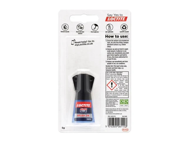 Loctite Super Glue Brush On 5g Spill-Resistant Bottle with Built-In Applicator