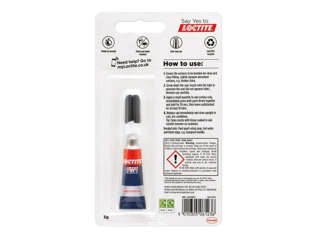 Loctite Super Glue Original 3g Tube Instant Strong Adhesive Waterproof Heatproof