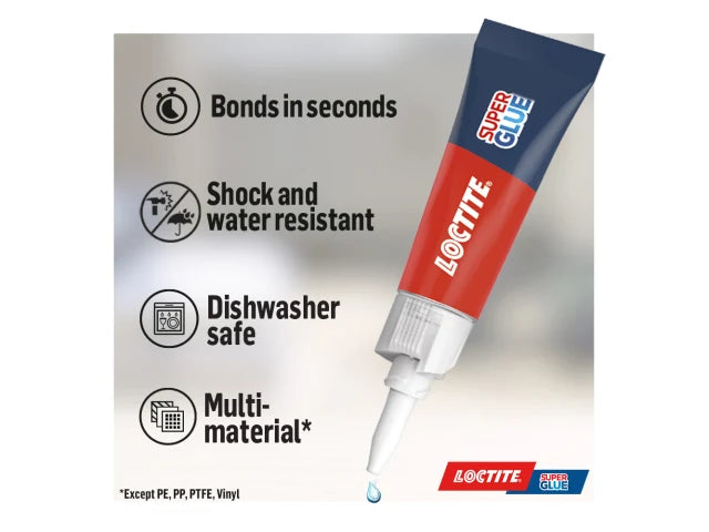 Loctite Super Glue Original 3g Tube Instant Strong Adhesive Waterproof Heatproof