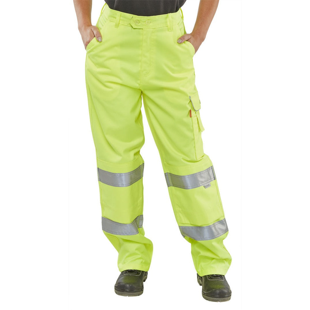 Beeswift Ladies EN ISO 20471 Saturn Yellow Trousers with Pockets and Tape