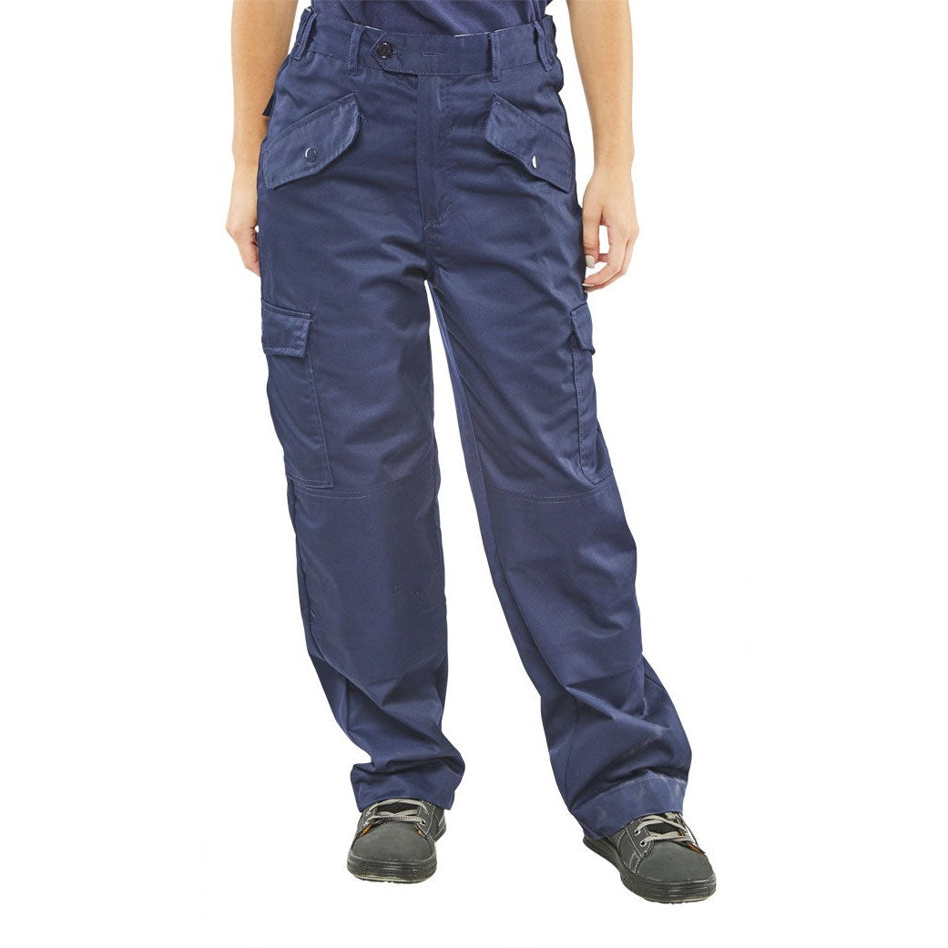 Beeswift Ladies Poly Cotton Trousers with Elastic Waist and Cargo Pockets
