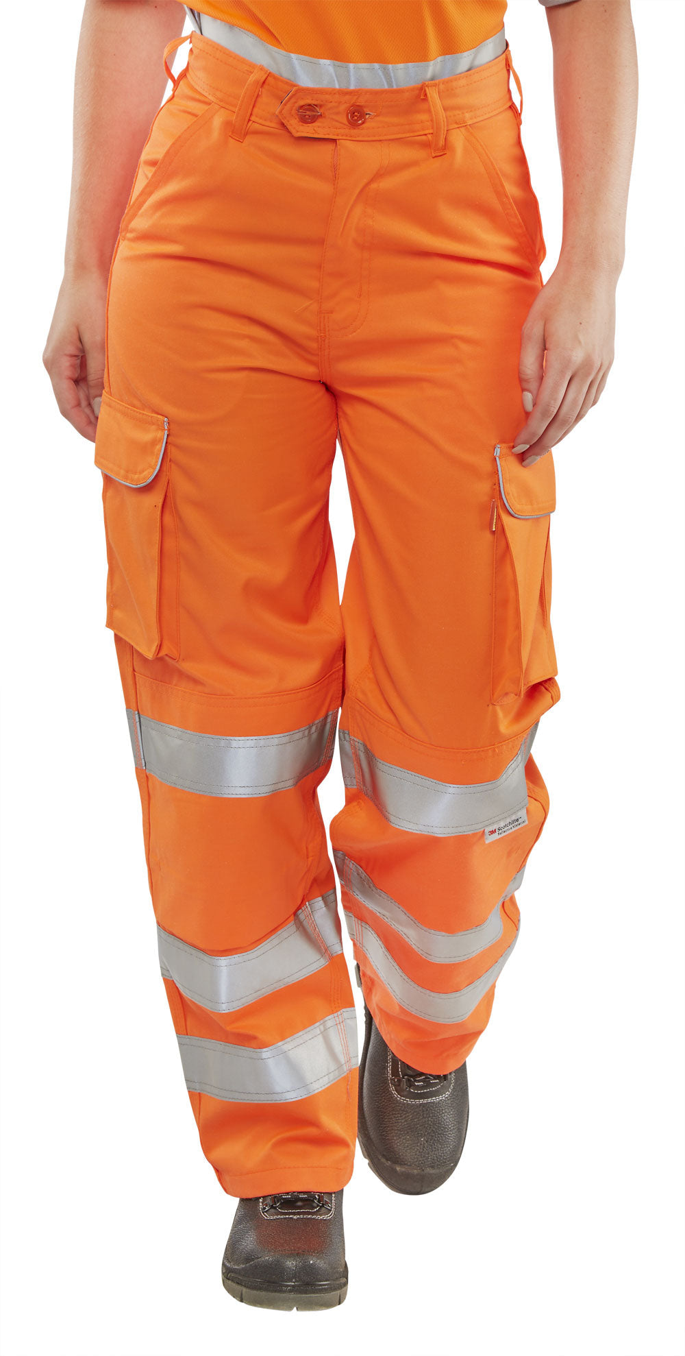 Beeswift Ladies Rail Spec Trousers Orange Teflon Coated Cargo Pockets Class 2