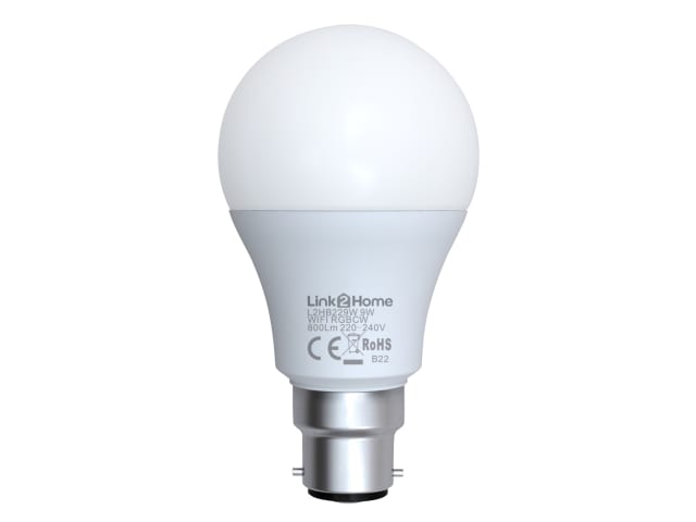 Link2Home Wi-Fi LED Dimmable Bulb B22 Opal GLS 9W 800lm RGB Smart Light