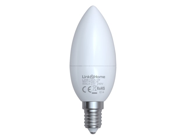 Link2Home Wi-Fi LED Dimmable E14 Opal Candle Bulb 5W RGB 400lm Smart Light
