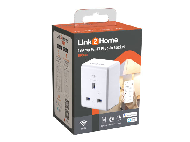 Link2Home Wi-Fi Smart Plug Socket 13A Compatible with Alexa & Google Assistant