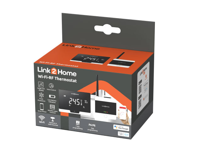 Link2Home Smart Thermostat WiFi Control Energy Saving Remote Heating 3.8in LCD