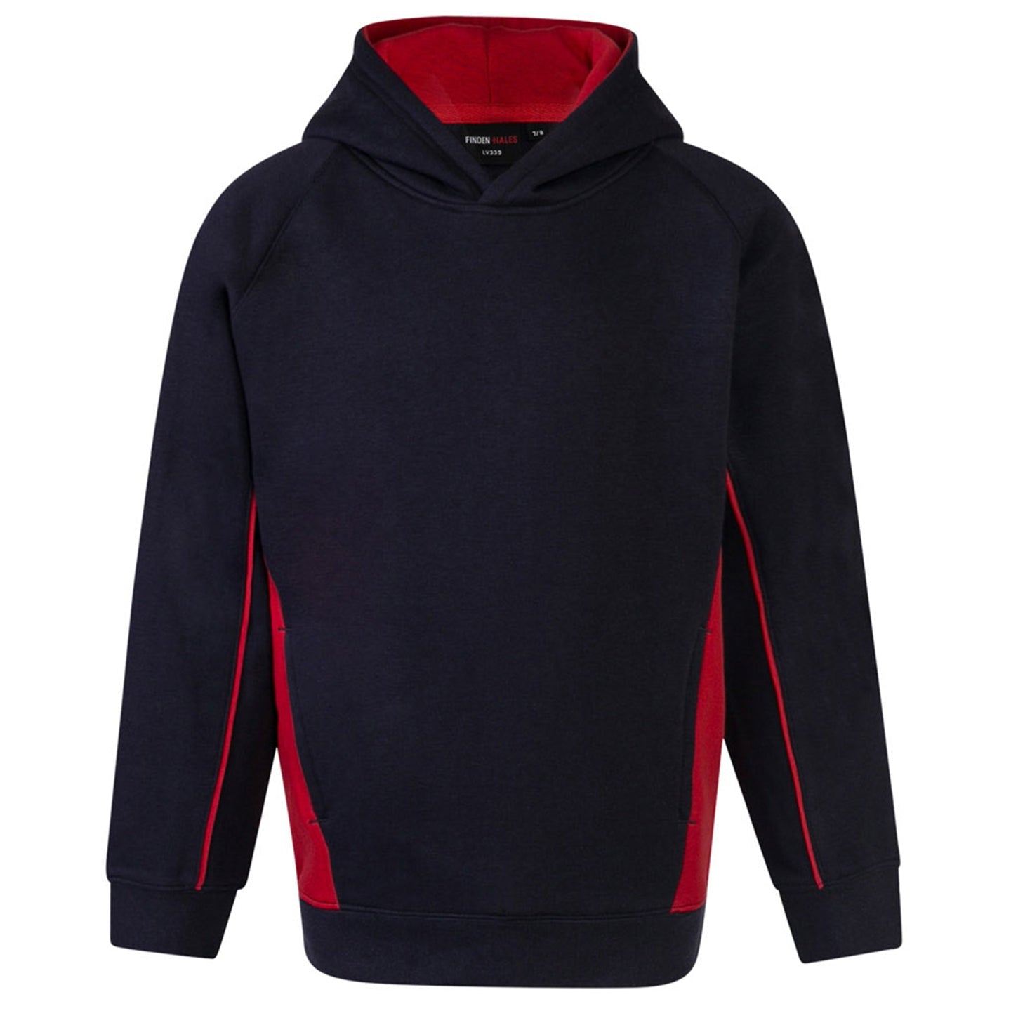 Finden & Hales Kids Pullover Hoodie Contrast Sleeves Kangaroo Pocket Sizes 5-14