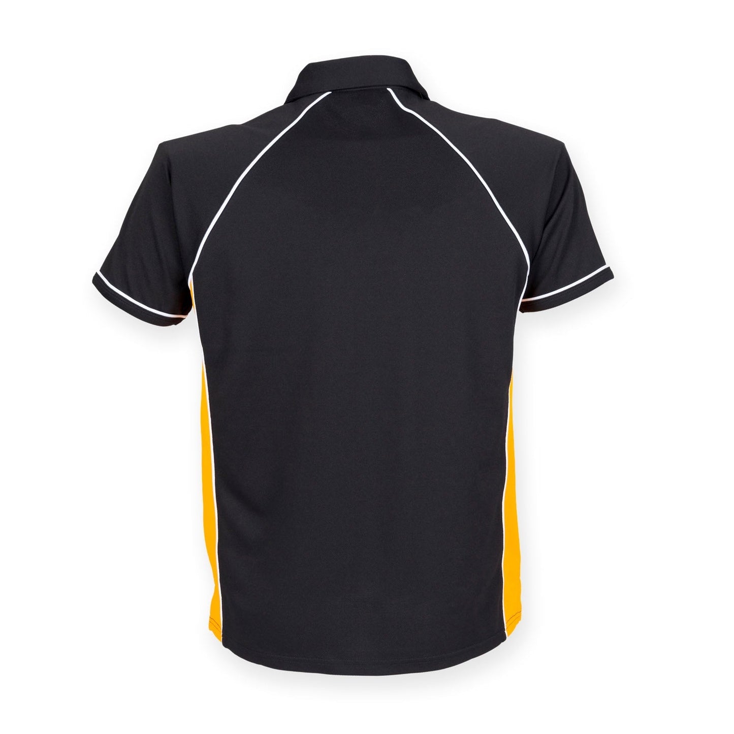 Finden & Hales Piped Performance Polo Black Amber White CoolPlus Fabric