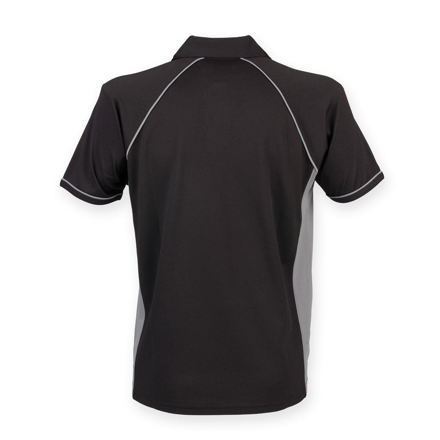 Finden & Hales Piped Performance Polo Black/Gunmetal Grey CoolPlus Fabric