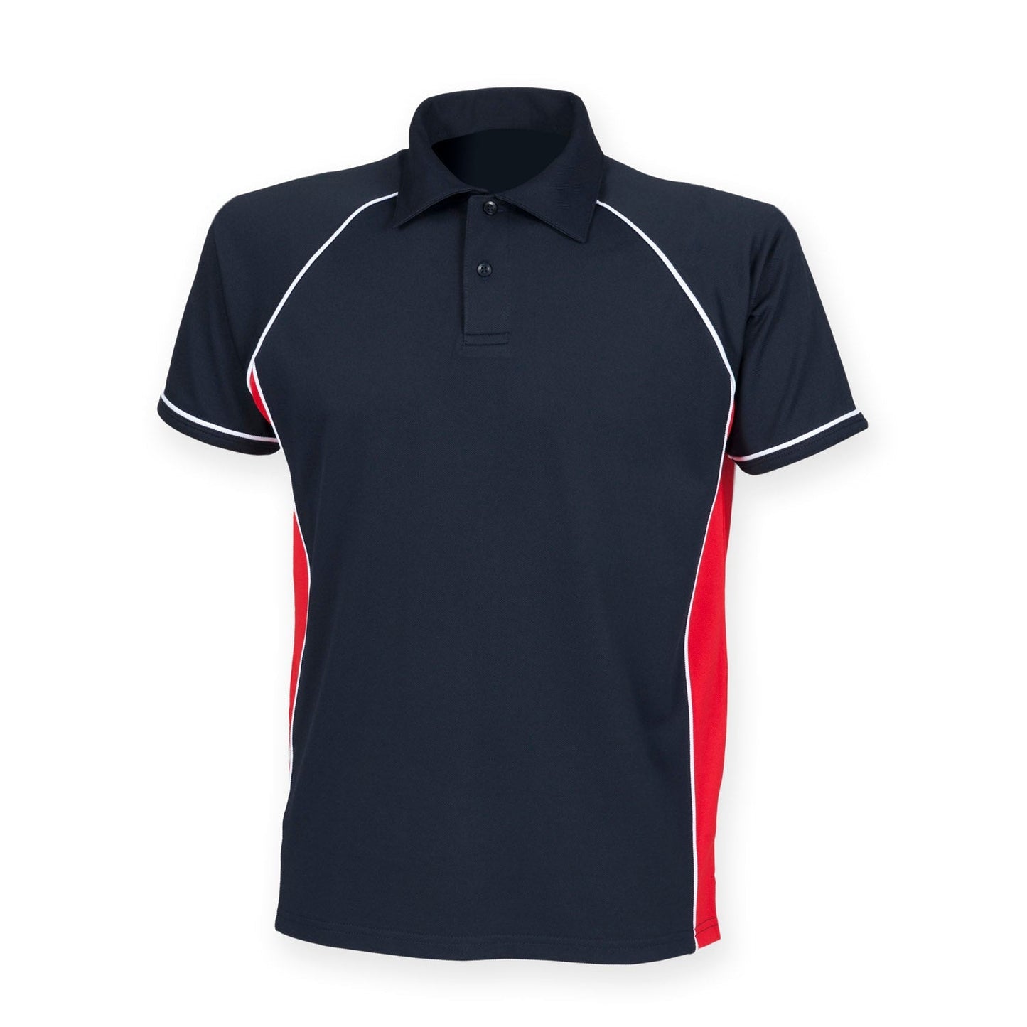 Finden & Hales Piped Performance Polo Navy Red White CoolPlus Fabric Sports Fit