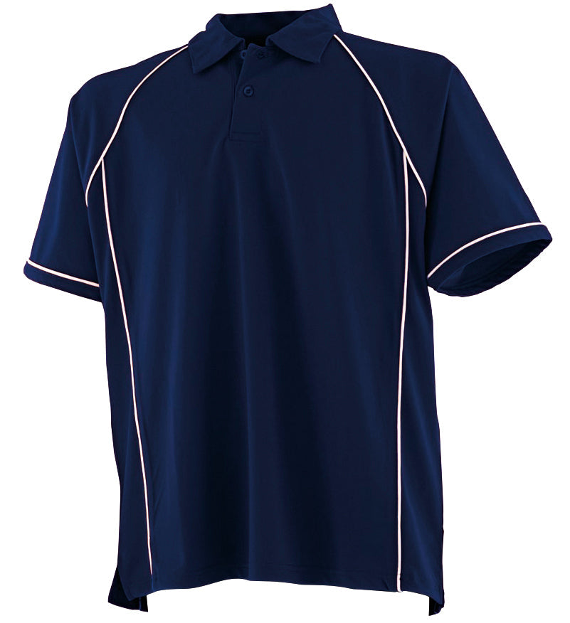 Finden & Hales Piped Performance Polo Navy White CoolPlus Fabric Sports Fit