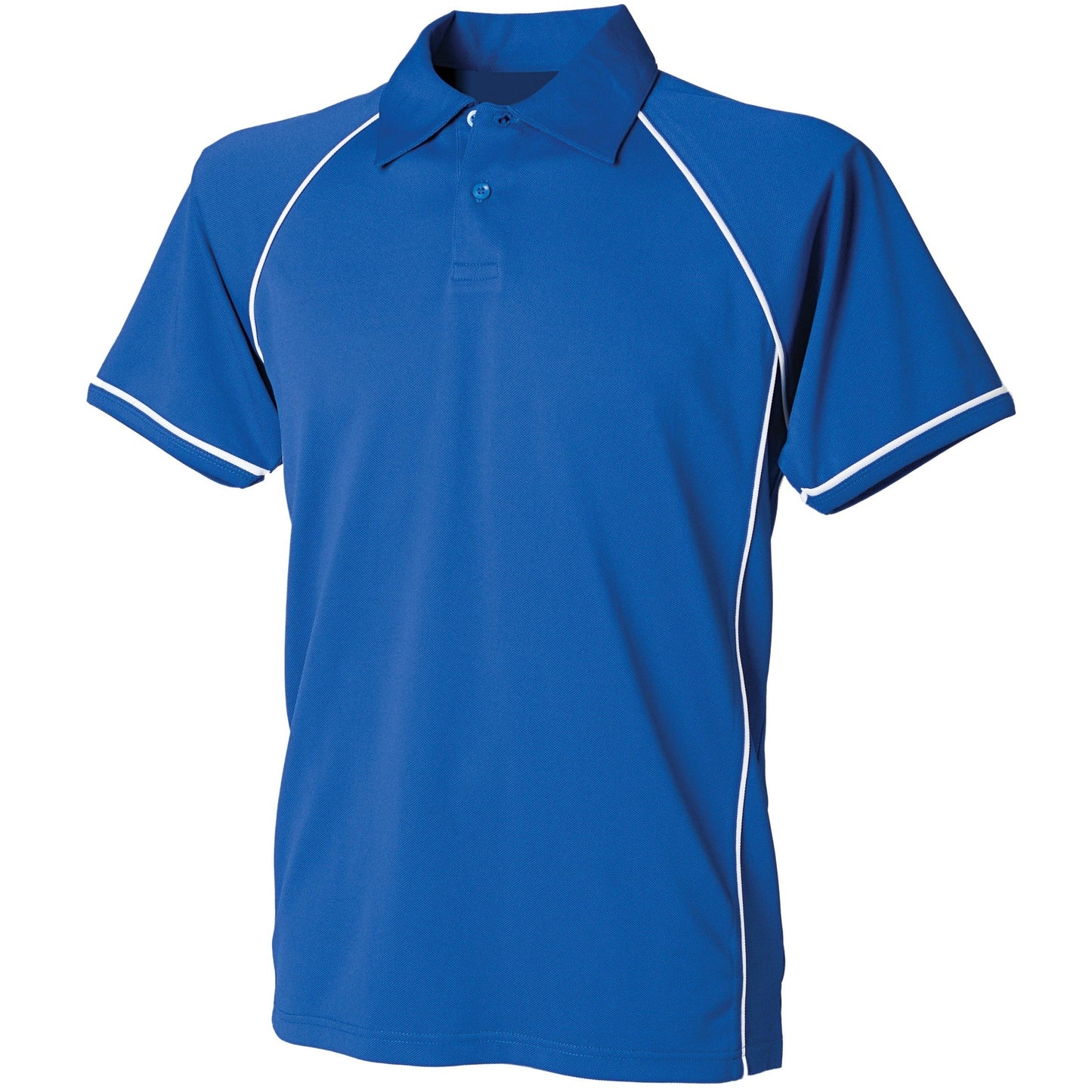 Finden & Hales Piped Performance Polo Royal/White CoolPlus Fabric Sports Fit