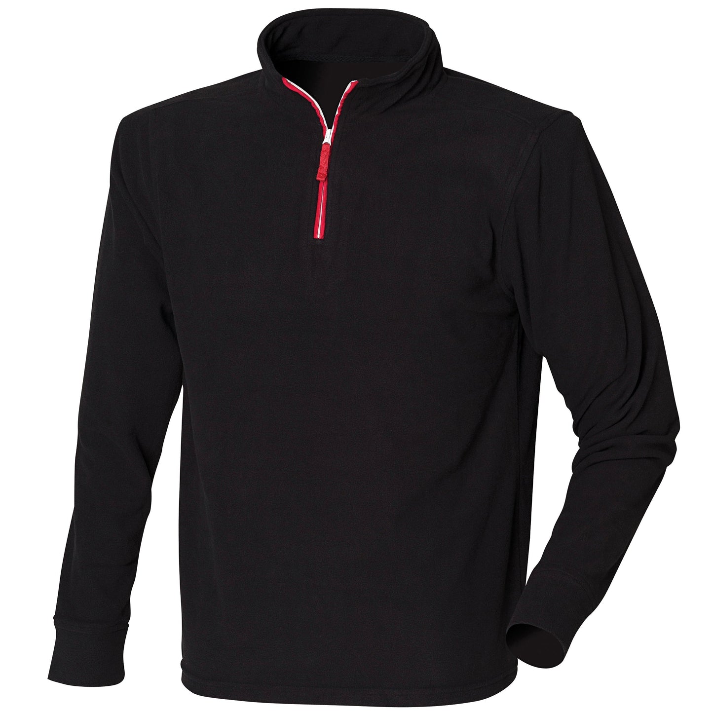 Finden & Hales Â¼ Zip Long Sleeve Fleece Top Anti-Pill Contrast Zip Piped