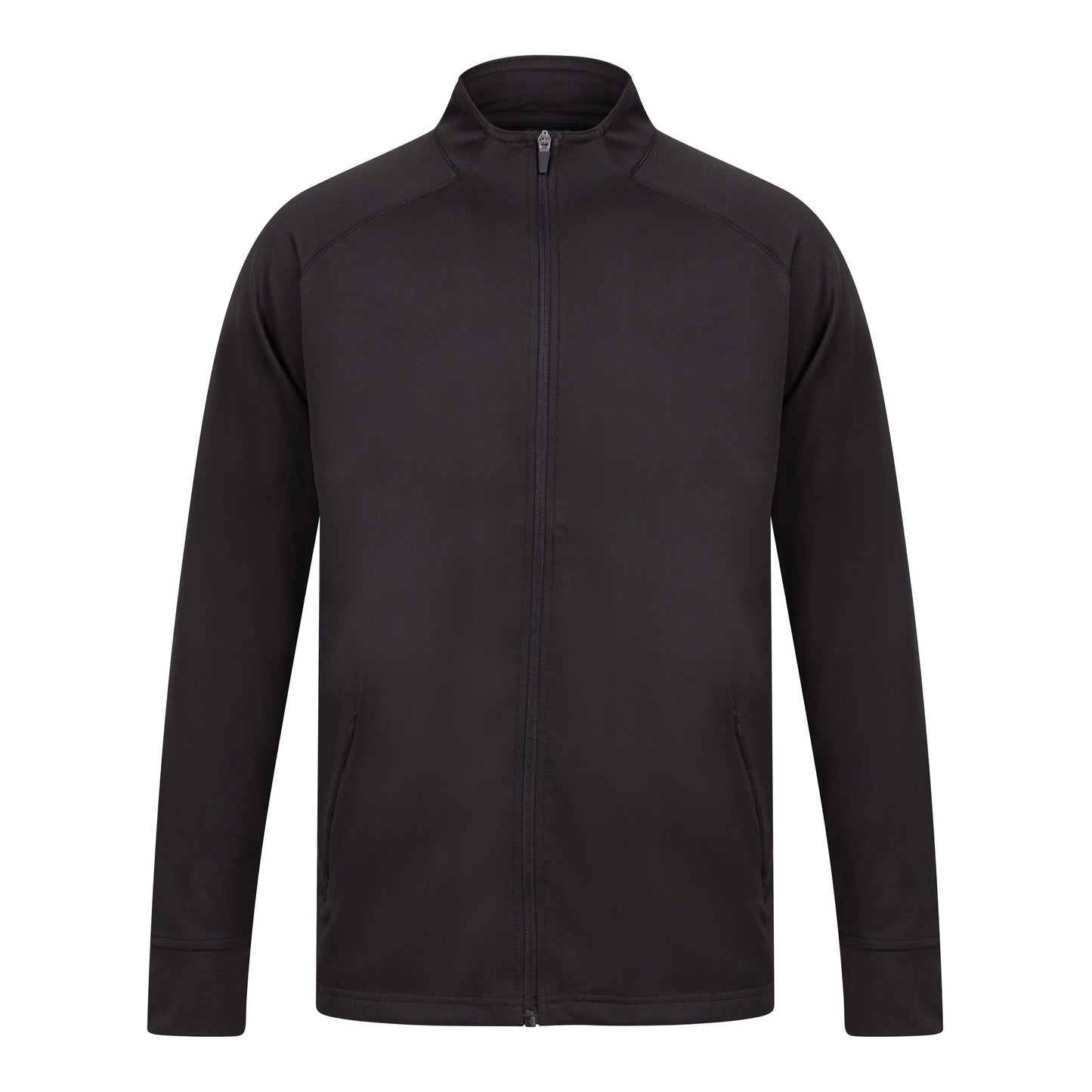 Finden & Hales Knitted Tracksuit Top Slim Fit Contrast Panels Zip Pockets