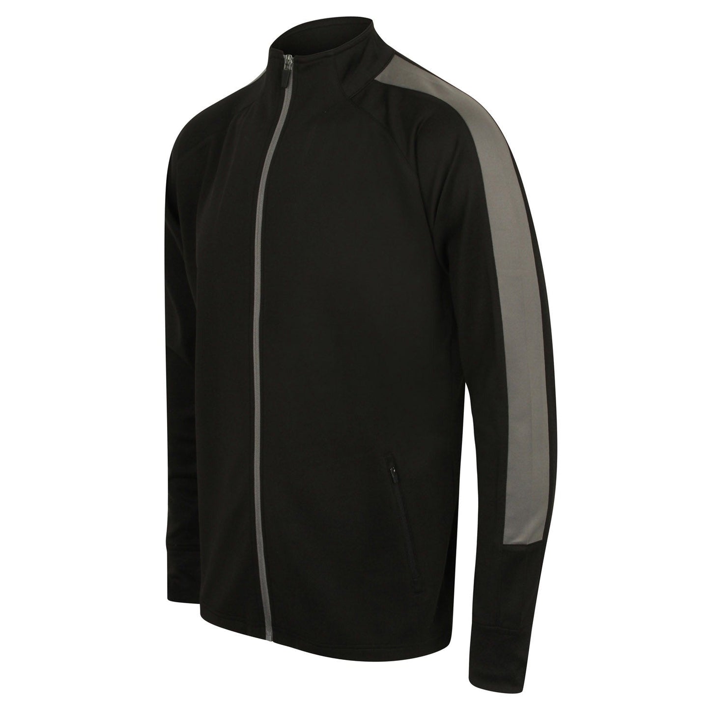 Finden & Hales Knitted Tracksuit Top Slim Fit Contrast Panels Zip Pockets