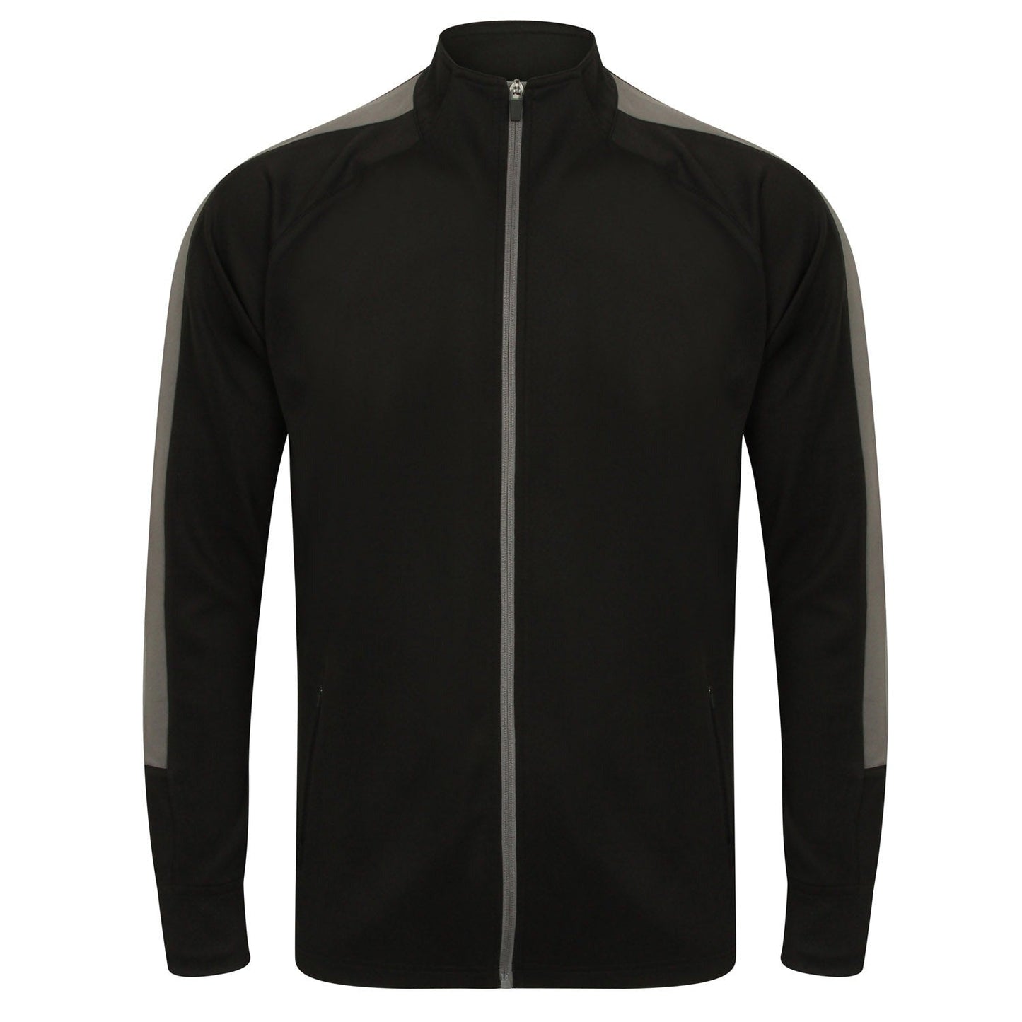 Finden & Hales Knitted Tracksuit Top Slim Fit Contrast Panels Zip Pockets