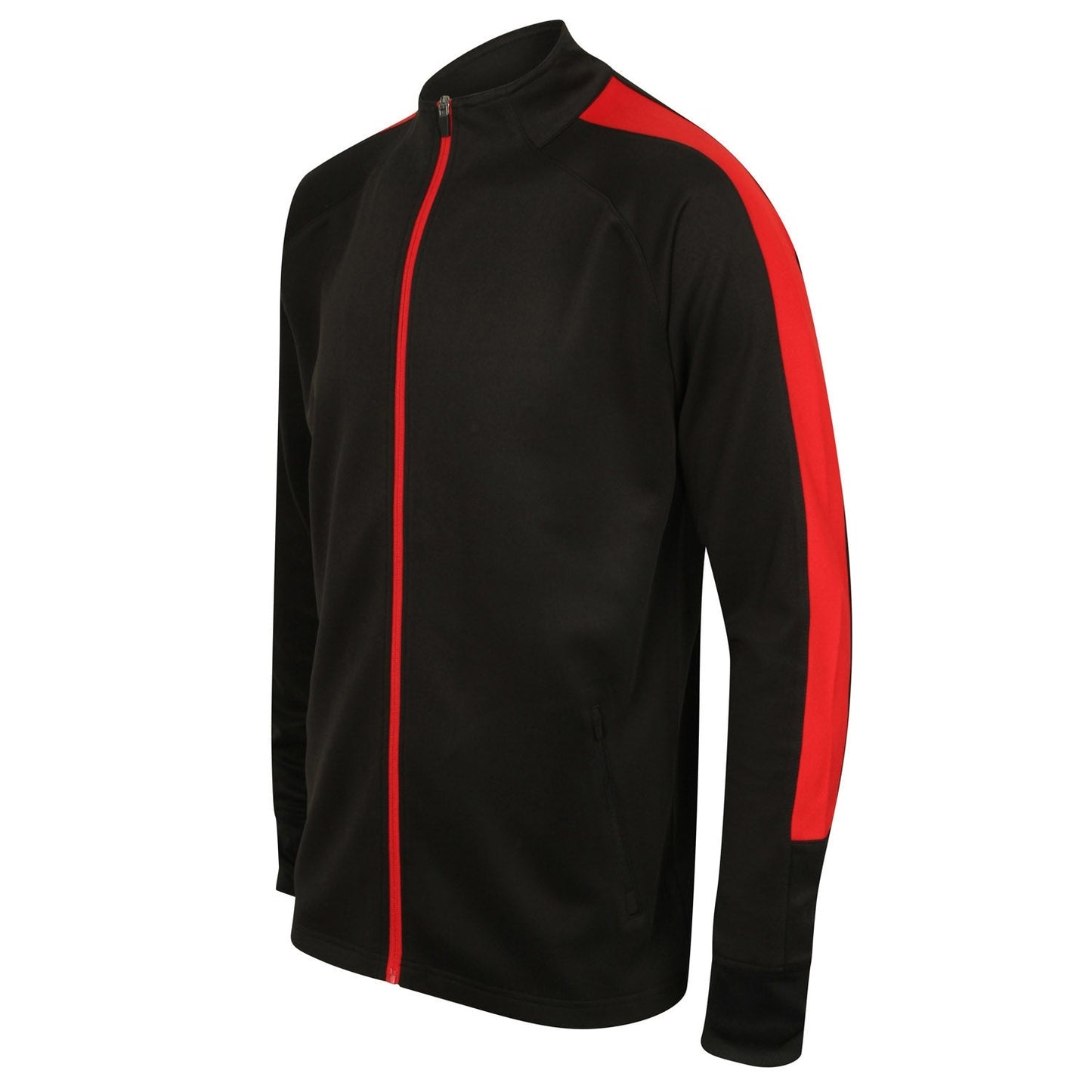 Finden & Hales Knitted Tracksuit Top Slim Fit Contrast Panels Zip Pockets