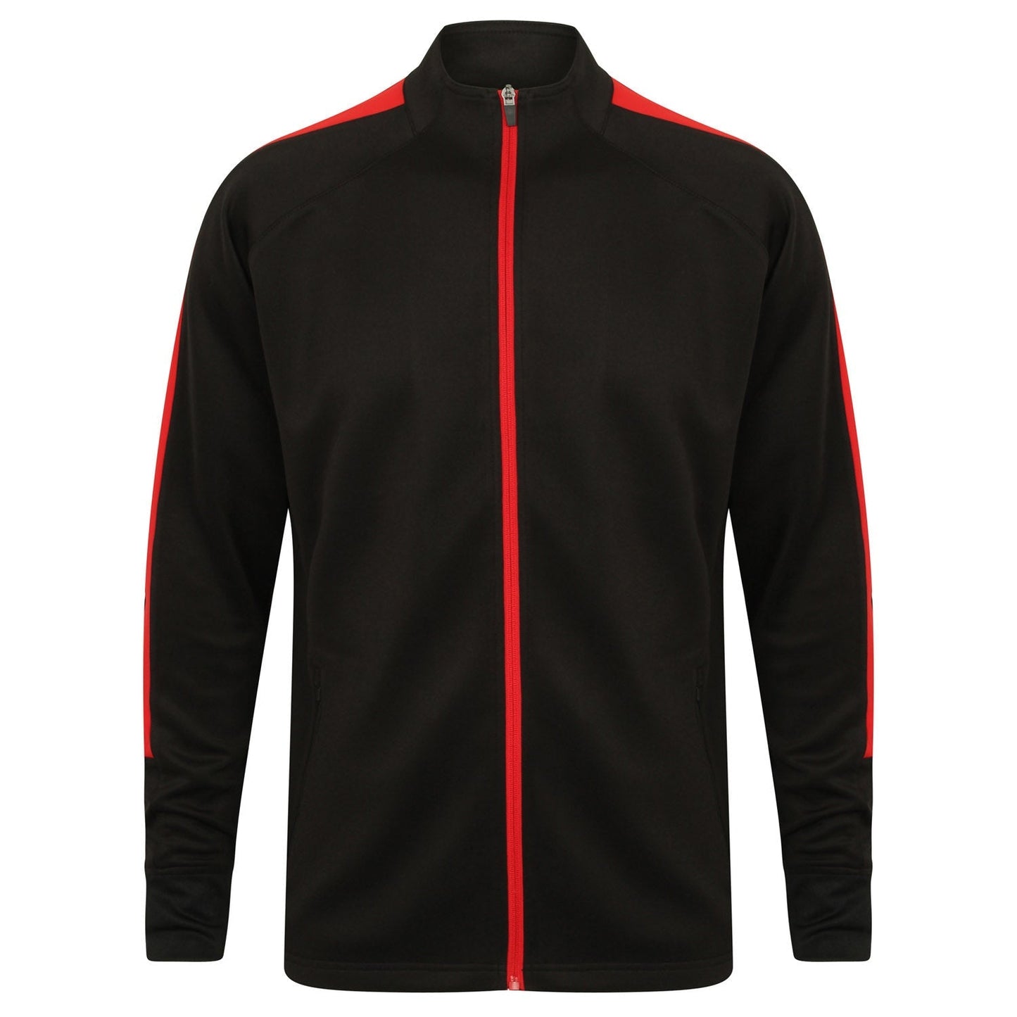 Finden & Hales Knitted Tracksuit Top Slim Fit Contrast Panels Zip Pockets