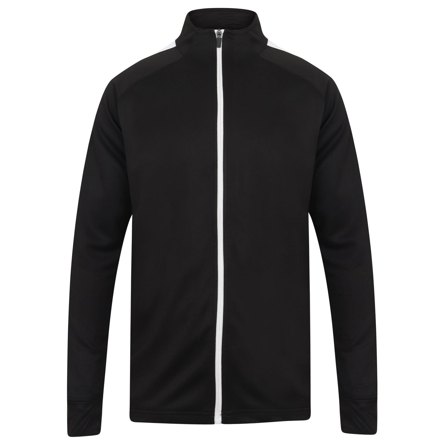 Finden & Hales Knitted Tracksuit Top Slim Fit Contrast Panels Zip Pockets