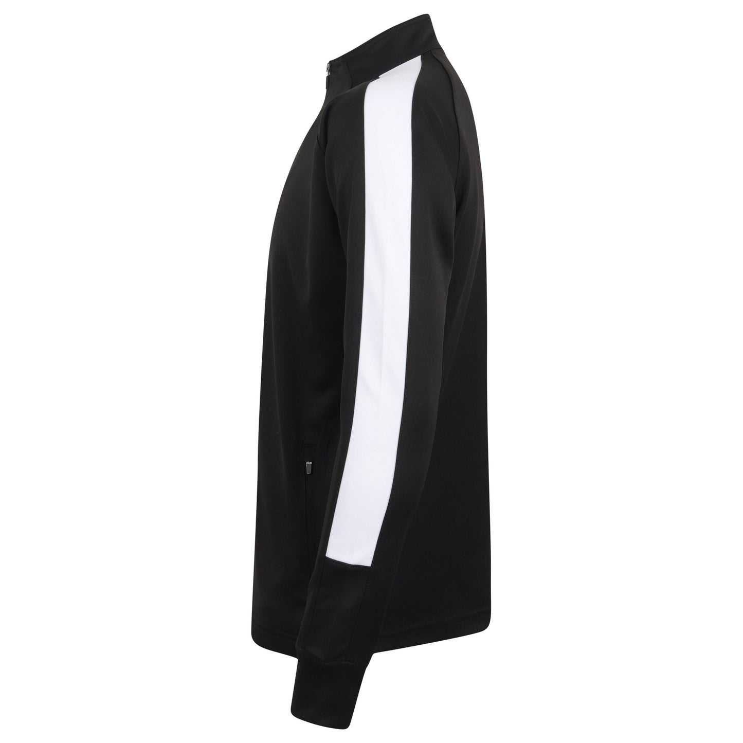 Finden & Hales Knitted Tracksuit Top Slim Fit Contrast Panels Zip Pockets
