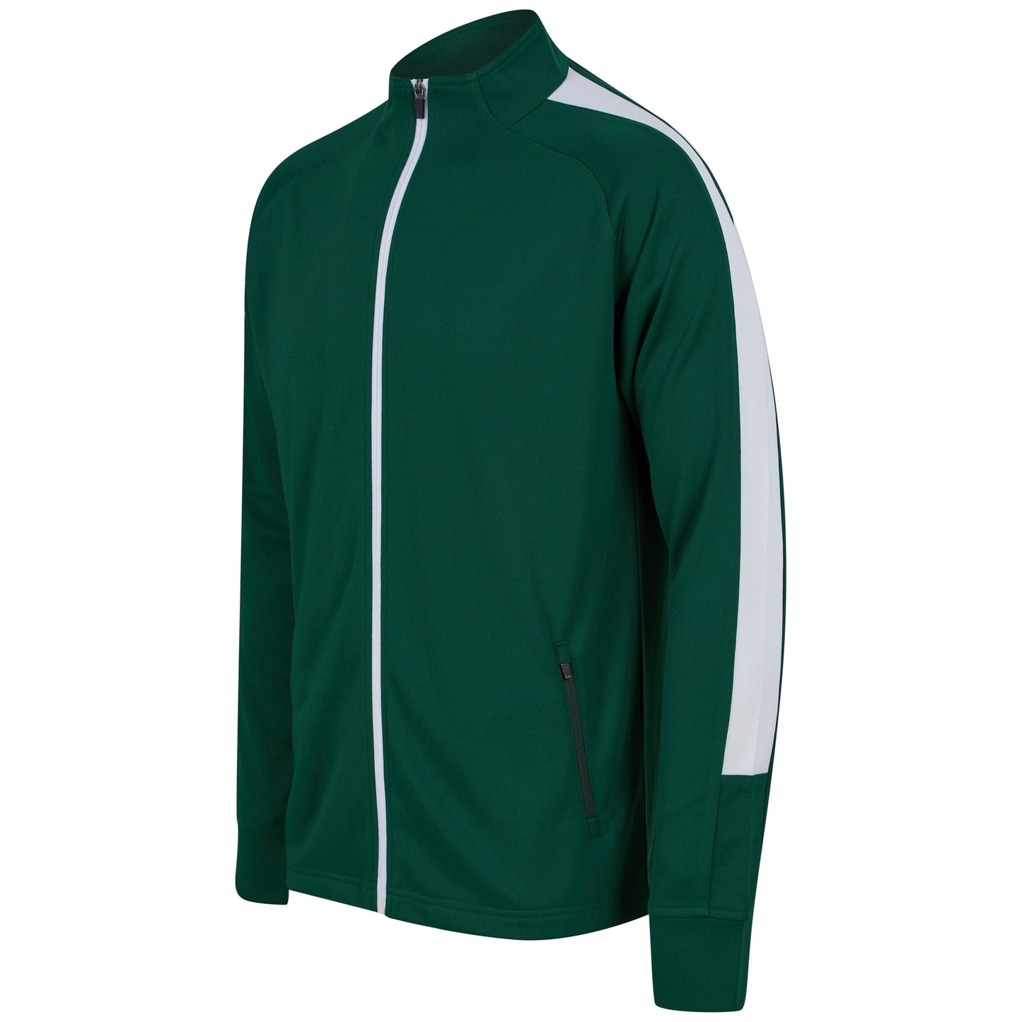 Finden & Hales Knitted Tracksuit Top Slim Fit Contrast Panels Zip Pockets