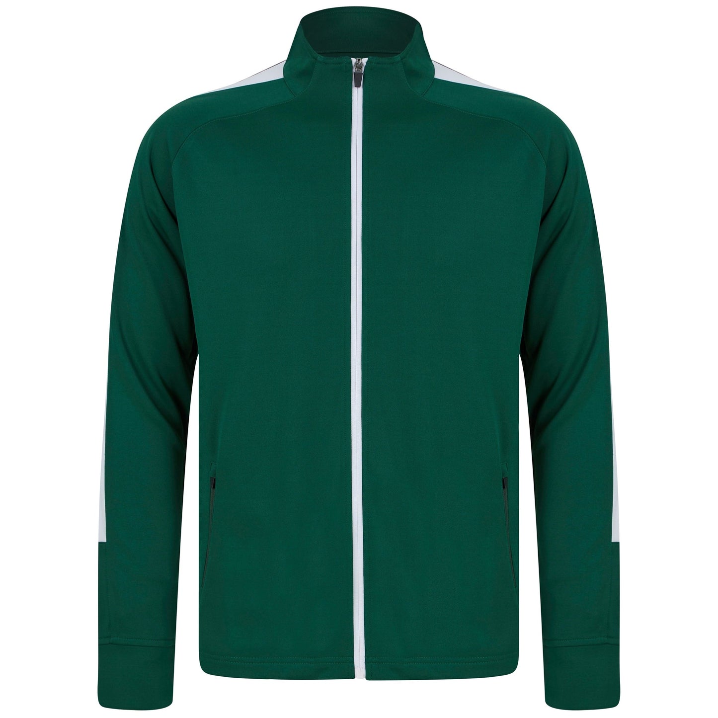 Finden & Hales Knitted Tracksuit Top Slim Fit Contrast Panels Zip Pockets
