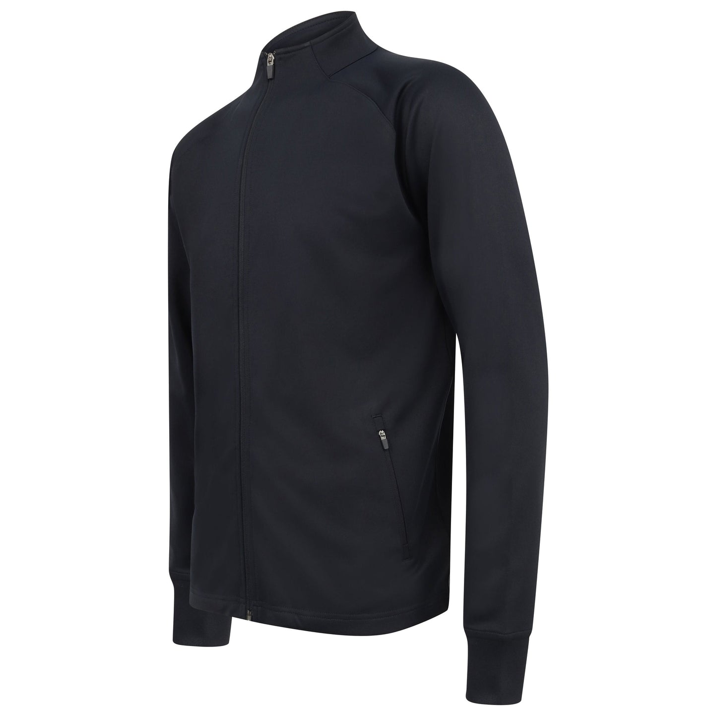 Finden & Hales Knitted Tracksuit Top Slim Fit Contrast Panels Zip Pockets