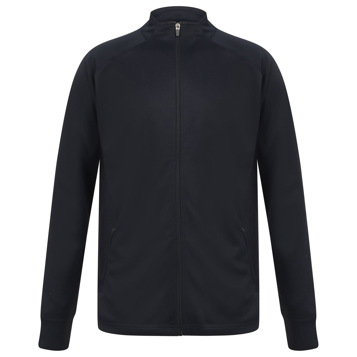 Finden & Hales Knitted Tracksuit Top Slim Fit Contrast Panels Zip Pockets
