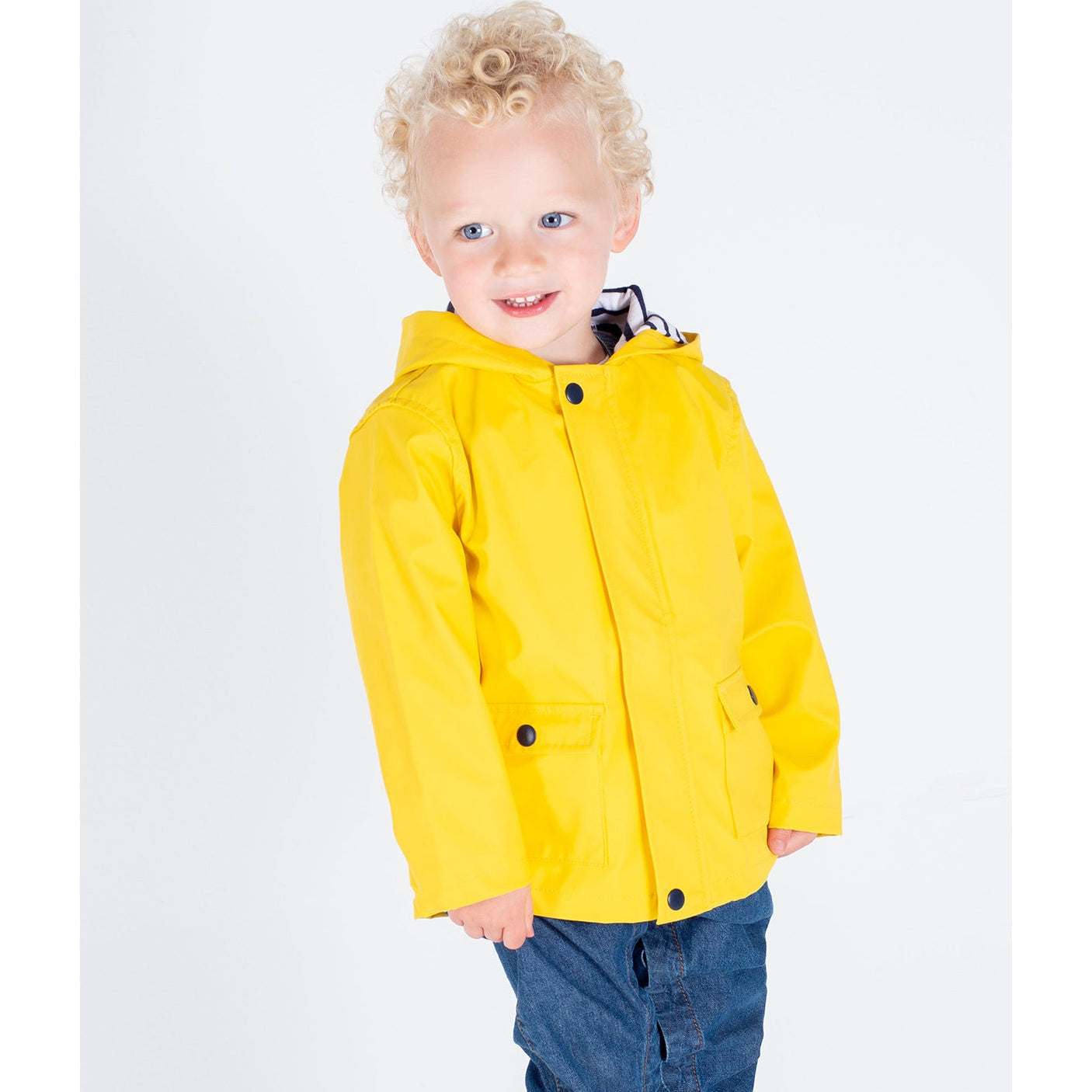Larkwood PVC Rain Jacket with Hood and Striped Cotton Lining for Kids