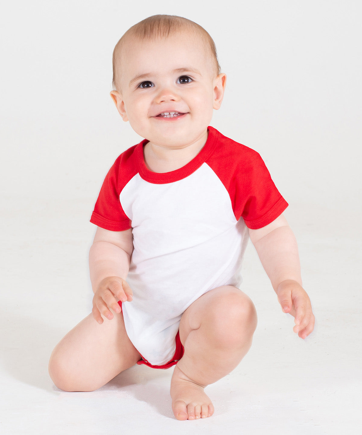 Larkwood Short-Sleeved Baseball Bodysuit 100% Cotton Contrast Sleeves 0-18m
