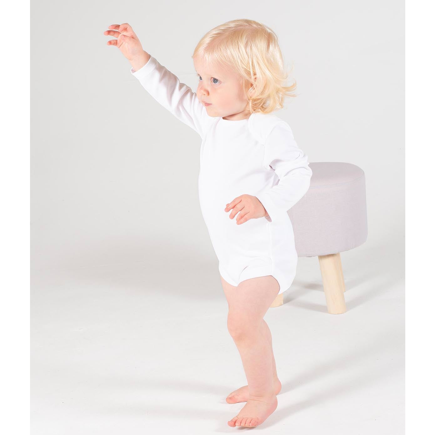 Larkwood Long Sleeve Baby Bodysuit Cotton Envelope Neck YKK Popper Fastening